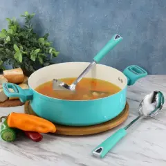 Martha Stewart Everyday Drexler 2 Piece Ladle and Serving Spoon Kitchen Tool Set in Turquoise