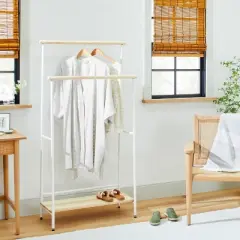 Two-Tier Metal & Wood Garment Rack Cream/Beige - Hearth & Hand&trade; with Magnolia
