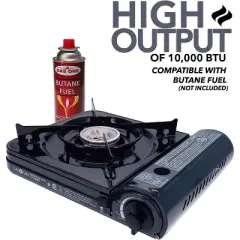 GasOne 10,000 BTU Portable Butane Gas Stove with Carrying Case CSA Listed, Midnight