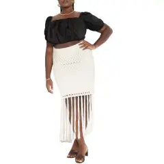 ELOQUII Women&rsquo;s Plus Size Netted Maxi Skirt