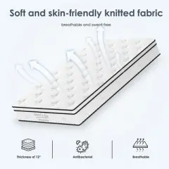 Full Size Mattress,12 Inch Hybrid Mattress, Individually Pocketed Innerspring, Medium FirmFull