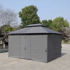 Sevobal Patio Umbrellas Outdoor Patio Gazebo Canopy Tent With Ventilated Double Roof And Mosquito Net, Suitable For Lawn, Gray, 157.48"*118"*108.66"