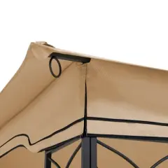 Sevobal Patio Umbrellas Outdoor Patio Gazebo Replacement Canopy, Double Tiered Gazebo Tent Roof Top Cover Only , Brown, 139.76"*116.14"*69.29"
