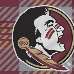NCAA Florida State Seminoles Plaid Steel Royal Plush Faux Shearling Blanket