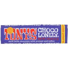 Tony's Chocolonely Dark Milk Chocolate Bar With Pretzel and Toffee - 20 bars, 1.66 oz each
