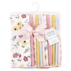 Hudson Baby Infant Girl Cotton Flannel Burp Cloths Bundle, Soft Painted Floral, One Size
