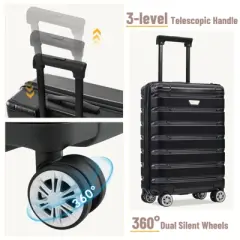 Gulches Hardshell Luggage Set 3 Piece, Durable ABS+PC Travel Suitcase with Spinner Wheels for Men Women (20/24/28 Inch)