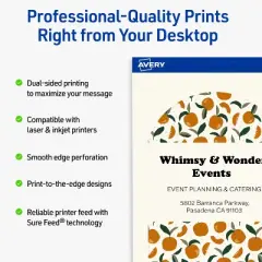 Avery Printable Arched Flat Cards, Sure Feed Technology, 4-3/4" x 3-1/2", Matte Ivory Cardstock, Print-to-The-Edge, Laser/Inkjet Printable, 40 Total