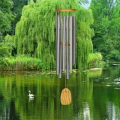Woodstock Wind Chimes Signature Collection, Woodstock Meditation Chime,  39'' Silver Wind Chime TMS