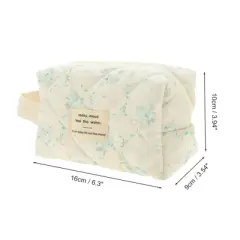 Unique Bargains Blue Rose Floral Makeup Bag Blue Green 1 Pc