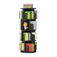 Rotating Bookshelf, 4-Tier Bookcase Storage Rack for Kids & Adults, Corner Spinning Book Shelf for Small Space
