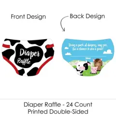 Big Dot of Happiness Farm Animals - Diaper Shaped Raffle Ticket Inserts - Barnyard Baby Shower Activities - Diaper Raffle Game - Set of 24