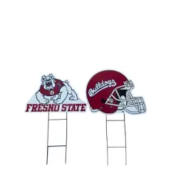 NCAA Fresno State Bulldogs 2pk Logo and Helmet Garden Stake Set