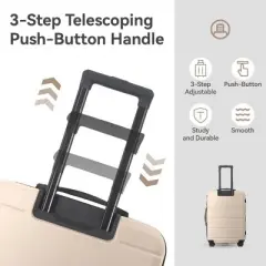 FURNIinspire Bag And Luggage Sets 3 Piece Travel Hard Shell Luggage, Lightweight Rolling Suitcases with Wheels, Beige, 20.87"*11.61"*30.31"