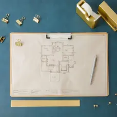 Stockroom Plus 4-Pack Extra Large Clipboard, Horizontal Wooden Lap Boards w Low Profile Clip for Drawing, Sketching, 3mm, 11.5x17.4 In