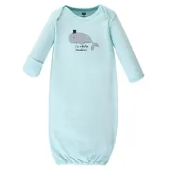 Hudson Baby Infant Boy Cotton Long-Sleeve Gowns 4pk, Handsome Whale