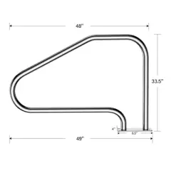 Costway Pair of Swimming Pool Hand Rail 49'' Stainless Steel Pool Stair Rail w/Base Plate