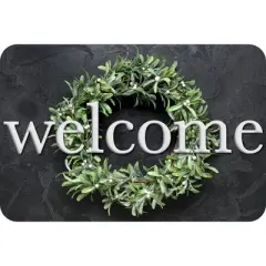 Ashley Productions&reg; The Original Fun Mat&trade;, Welcome Mat, 15.5" x 23.5", Slate Wreath Welcome