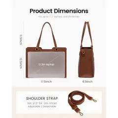 Laptop Bag for Women - Waterproof Work Bag for Women & Vintage Laptop Tote Purse with Wristlet