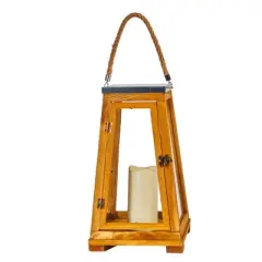 Smart Living Candle Lantern, 15 in. One Mantle Wood Newport LED Brown - Case of 2