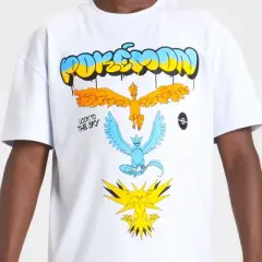 Pok&eacute;mon Boys' Kanto Birds Short Sleeve Oversized Graphic T-Shirt - White