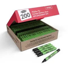 Show-me&reg; Medium Tip Slim Barrel Dry Erase Markers, Black, Box of 200
