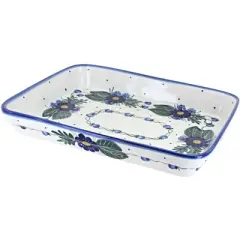 Blue Rose Polish Pottery 43B WR Unikat Large Rectangular Baker