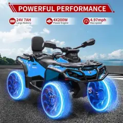 24V Kids Ride On Car, 2 Seater Licensed Can-Am Electric ATV Car for Kids, 4 Wheeler 4WD Ride On Electric Toy Car, Led, 3 Speeds