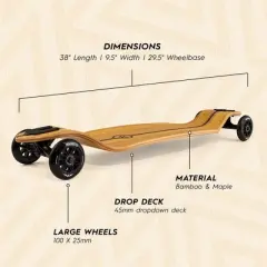 Magneto Glider Collection | 40" x 9.25" | Longboard Skateboard | 100mm Wheels | Bamboo Deck with Maple Core | Fully Assembled