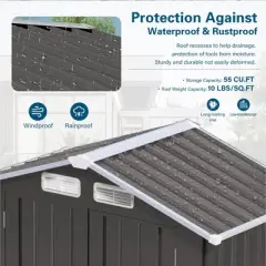 MOEPISY 5X3 FT Metal Outdoor Storage Shed, Tool Shed with Pitched Roof and Lockable Door