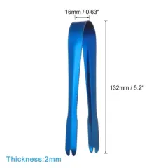 Unique Bargains Stainless Steel Ice Tongs for Appetizers, Charcuterie, Dessert, Tea Party, Bar, Cafe Serving 5.2" Blue 3 Pcs