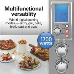 Hamilton Beach Sure - Crisp Air Fry & Grilling Oven 6 Slice Capacity Stainless Steel Exterior 31395: Toaster Oven, 1700W, Convection, Freestanding