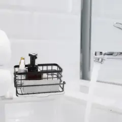 Unique Bargains Kitchen Storage Stainless Steel Sink Caddy 8.07"x5.9"x3.98"