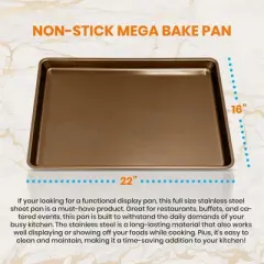 NutriChef Nonstick Cookie Sheet Baking Pan - Metal Oven Large Baking Tray, Professional Quality Non-Stick Mega Pan Bake Trays