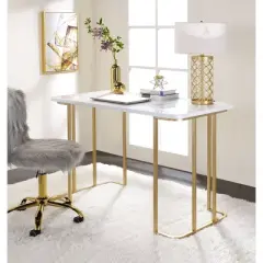 Estie Writing Desk White/Gold - Acme Furniture
