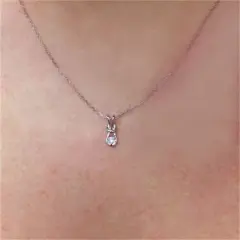 Pompeii3 Diamond Knot Petite Womens Solitaire Pendant 10K White Gold 1/2" Tall