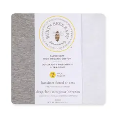 Burt's Bees Baby&reg; Organic Solid Bassinet Sheet - White Gray - 2pk
