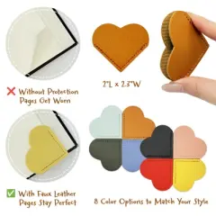 Wrapables Leather Corner Bookmarks, Page Marker, Reading Supplies (Set of 8), Hearts