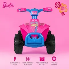 Barbie  6V Quad - Powerful and Safe Ride-On Toy with Rechargeable Battery