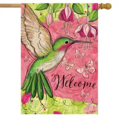 Blissful Hummingbird Spring House Flag Welcome 28" x 40" Briarwood Lane