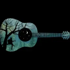 Junior's Design By Humans All I Need is My Music and a Starry Night By Maryedenoa T-Shirt