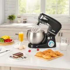 Heynemo 3-in-1 Multifunctional Stand Mixer,400W Kitchen Electric Mixer with 6 Speeds, Tilt-Head, 6.5QT Dough Mixer Machine, Dough Hook, Beater, Whisk