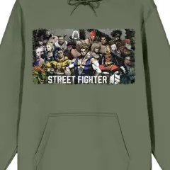 Street Fighter VI Group Poster & Logo Long Sleeve Olive Adult Hooded Sweatshirt