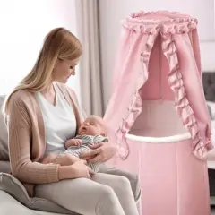 Badger Basket Empress Round Baby Bassinet with Canopy