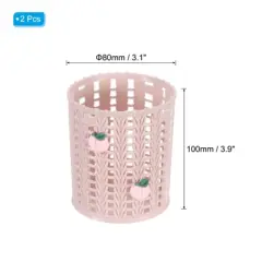 Unique Bargains Plastic Peach Decor Large-capacity Decorative Pencil Holder Pink 3.1x3.1x3.9 Inch