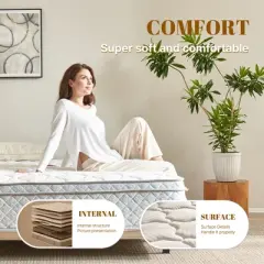 Yinvani Full Size Mattress,12 Inch Hybrid Full Mattress with Memory Foam & Pocket Spring for Pressure Relief & Comfort Sleep