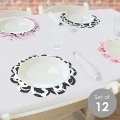 Big Dot of Happiness Rodeo Cowgirl - Pink Western Party Round Table Decorations - Paper Chargers - Place Setting For 12