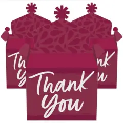 Big Dot of Happiness Burgundy Elegantly Simple - Treat Box Party Favors - Guest Party Favors Goodie Gable Boxes - Set of 12