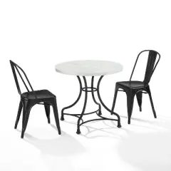 3pc 32" Madeleine Curved Frame Dining Set Matte Black - Crosley