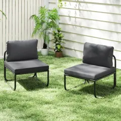 Tangkula Patio Chairs Set of 2 w/ Removable Cushions Heavy Duty Metal Frame Poolside